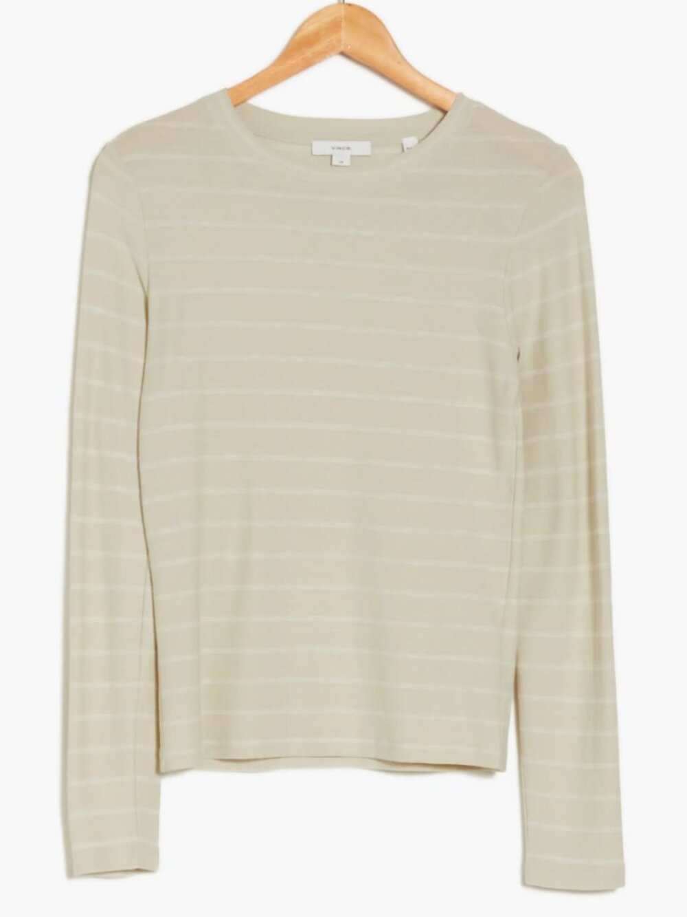 Vince Women's Stripe Crewneck Long Sleeve Top in Light Green, Size M